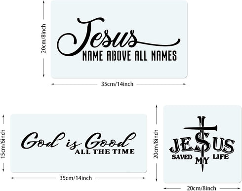 CINPIUK 14PCS Christian Stencils Painting on Wood, Bible Sign Motivational Saying Faith God Fidence Be Still Reusable Painting Stencils DIY Farmho...