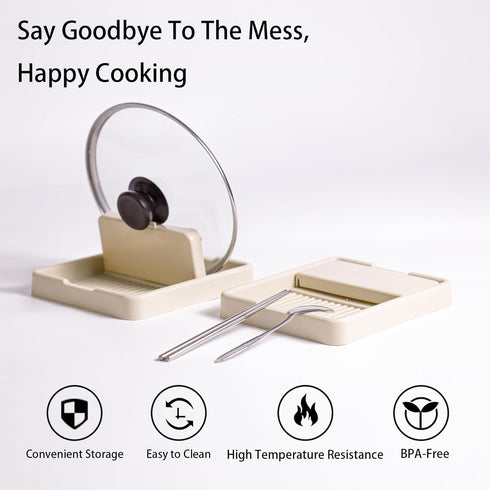 2 Pcs Spoon Holder for Kitchen Counter, Spoon Rest Holder for Stove Top, Spoon Rest with Lid Holder, Cooking Spoon Holder, Spatula Holder for Coun...