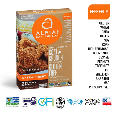 ALEIA'S BEST. TASTE. EVER. EXTRA CRISPY COAT & CRUNCH - 4.5 OZ / 1 PACK – CRISPY BREADING FOR POULTRY, MEAT, SEAFOOD, VEGETABLES - CERTIFIED GLUTE...