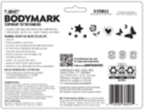 BIC BodyMark Party Pack Temporary Tattoo Marker for Skin, Premium Brush Tip, 4 Count Pack...