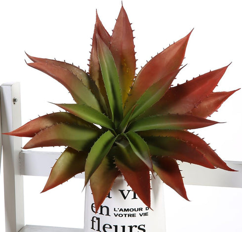 JUSTOYOU Large Artificial Succulents Aloe Plants Real Touch Fake Flowers Unpotted for Home Wedding Festival Arrangement (1, Green-Red)...