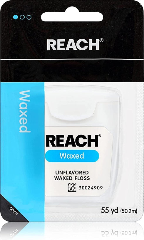 Reach Unflavored Waxed Dental Floss for Oral Care & Removal of Plaque & Food from Teeth & Gum Line, Accepted by The American Dental Association (A...