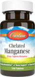 Carlson - Chelated Manganese, 20 mg, Superior Absorption, Healthy Metabolism, Bone Support & Brain Health, 100 Tablets...