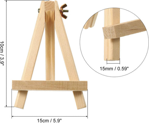 PATIKIL 5.9" Mini Wooden Easel Stand, 6 Pack Table Use Adjustable Triangle Holder for Displaying Photos, Card, Wedding, Wood Color...