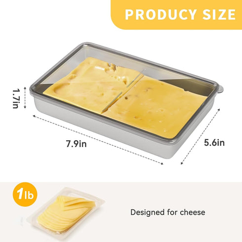 2 Pcs Deli Containers with Lids, Bacon Container for Refrigerator, Fridge Organizer, Cheese Container for Fridge, Dishwasher Safe Long Deli Meat S...