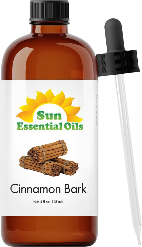 Sun Essential Oils - Cinnamon Bark Essential Oil 4 oz, Cinnamon Bark Oil for SKin, Humidifier, Diffuser, Hair - Cinnamon Oil...