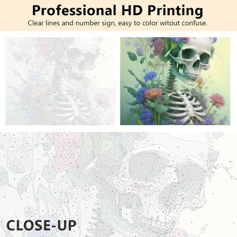 TUMOVO Skull Paint by Numbers for Adults, Flowers and Skeleton DIY Oil Painting Acrylic Paint by Number Kits for Kids Adults Beginner for Home Wal...