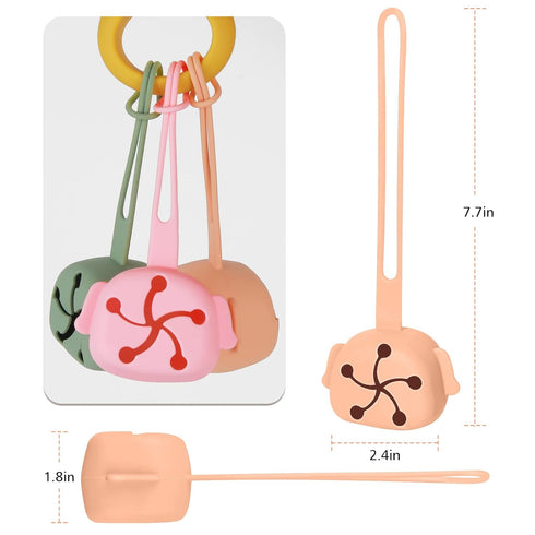Accmor Silicone Baby Pacifier Case, Baby Pacifier Holder Case Pouch Box for Diaper Bag, Baby Pacifier Container for Travel, Apricot...
