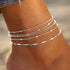 Boho Beaded Anklets Silver Multilayer Bead Chain Anklet Bracelets Beach Accessories Foot Jewelry Adjustable for Women...