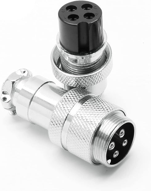 2 Sets Aviation Connector 4P 10A GX20-4 Waterproof Metal Male Female Wire Panel Power Chassis Fittings Connector Aviation Plug Silve...