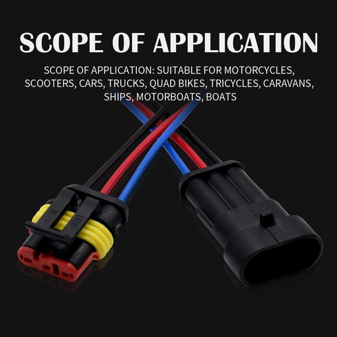 3 Pin Connector Waterproof Connector,Male and Female Way 16 AWG Wire Suitable for car Truck, Boat and Other Wire Connection (5 kit)...