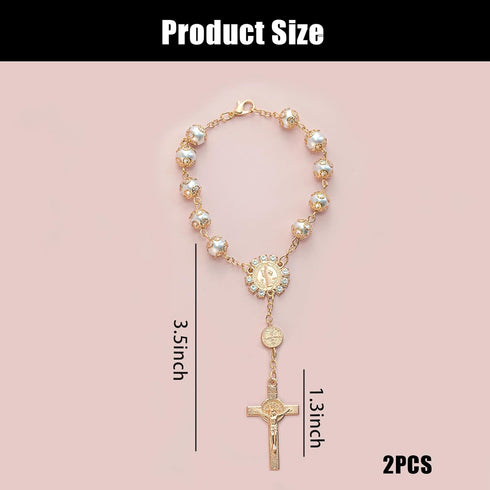 2 PCS Car Rosary for Rearview Mirror,Personalised Mirror Window Decoration Pendant,Car Rosary and Crucifix Prayer Rosary for Car,Bike,Motorbike Me...