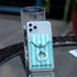 Cell Phone Card Holder RFID Ring Stand Stick on Wallet Card Holder for Back of Phone for iPhone Android and All Smartphones Green Striped...