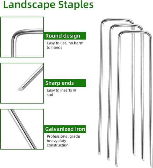 30 Pack Lawn Staples, Premium Garden Landscape Staples, Galvanized Heavy-Duty Gauge Stakes, U-Shaped Tent Stakes, Anti-Rust Fence Netting Pins Gro...