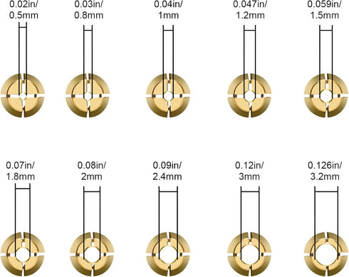 SUNJOYCO Drill Chuck Collet Set, 15 Pcs 1/32 "to 1/8" Replacement Brass Collet with Keyless Drill Chuck Rotary Drill Nut Tool Set...