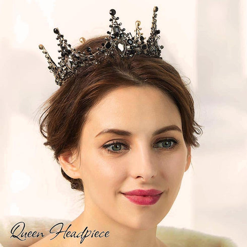 Aiosy Halloween Black Crown Rhinestone Tiara and Crowns Crystal Queen Tiara Gothic Hair Accessories Wedding Crowns Costume Baroque Crown for Women...
