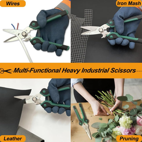 8.5 Inch Heavy Duty Scissors, Multifunction Shears Stainless Steel Blades with TPR Comfort Grips for Cutting Cable Wires, Cardboard, Leather...