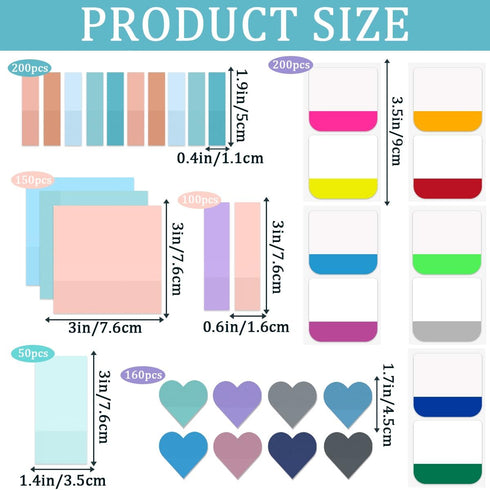 Transparent Sticky Notes, 860 Pcs Waterproof Clear Sticky Notes, Clear Notes Transparent for Bible Study Supplies, Office School Supplies, Book An...