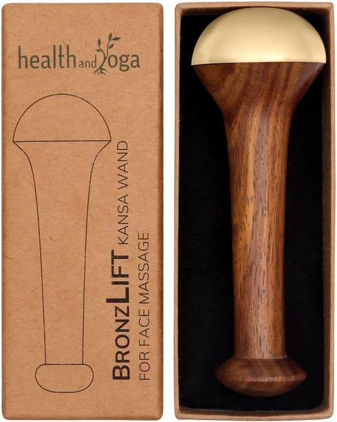 HealthAndYoga™ BronzLift Kansa Face Massager and Kumkumadi Face Oil Trial Vial - Kansa Wand Ayurveda Benefits of Bronze - Skin Lustre (Single Dome...