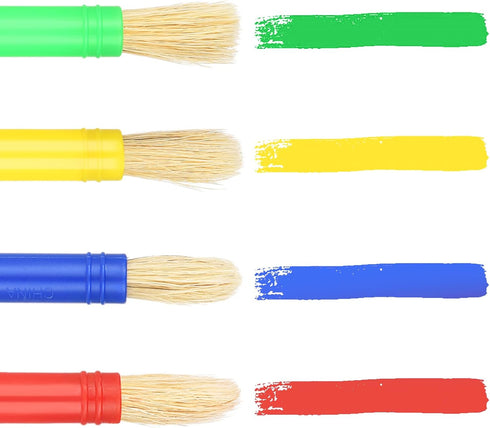 Prasacco 4 Piece Kids Paint Brushes, Jumbo Children's Paintbrushes Artist Paint Brushes with Easy to Hold Handles Grip Toddler Tempera Paint Brush...