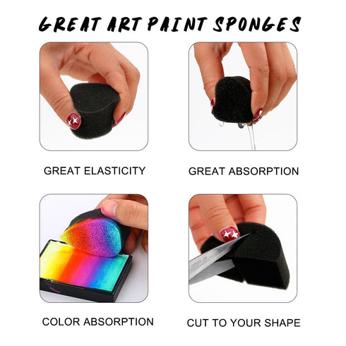 Bowitzki Face Paint Sponges for Face Painting Adults Kids Black Sponges High Density Art Work Makeup and Body Paint Halloween Christmas Festival (...