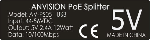 ANVISION Active 48V to 5V 2.4A PoE Splitter Adapter with Micro USB Plug, IEEE 802.3af Compliant, for Tablets, Dropcam or Raspberry Pi, IPC, IP Cam...