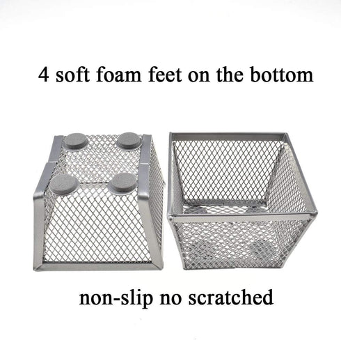 HAHIYO Stackable Paper Clip Mesh Holder Cup 2.2" Height 2 Pack Silver Sturdy Paperclip Holder Container for Desk Drawer Organizer Collection for H...