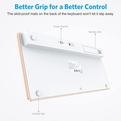 OMOTON Bluetooth Keyboard for Mac, Compact Wireless Keyboard Compatible with MacBook Pro/Air, iMac, iMac Pro, Mac Mini, Mac Pro Laptop and PC, Gol...