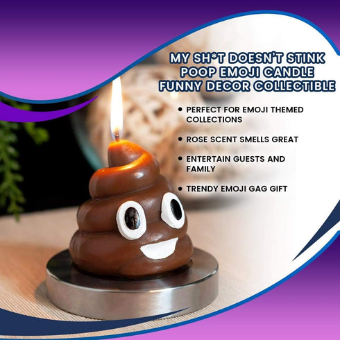 Fourth Castle Media Toynk My Sh*t Doesnt Stink Poop Emoji Candle, Funny Decor Collectible...