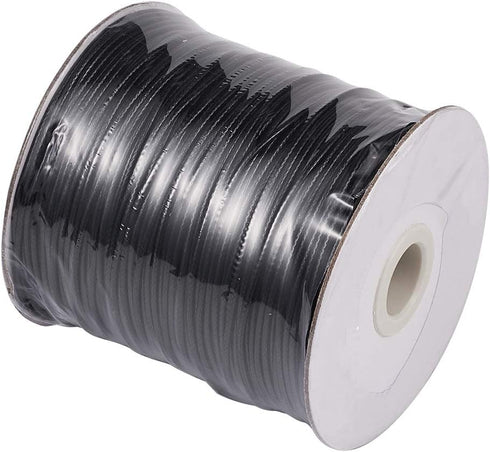 200 Yards 1.5mm Waxed Polyester Cord Thread Black Korean Braided Beading Cord Bracelet Necklace Wire Thread with Spool for Jewelry Craft Making Ma...