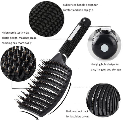 Detangling Hair Brush, 2 Pcs Curved Vent Hair Brush For Blow Drying For Thick,Curly,Long Hair, Wet Brush Detangler Quickly Detangles and Smooths h...