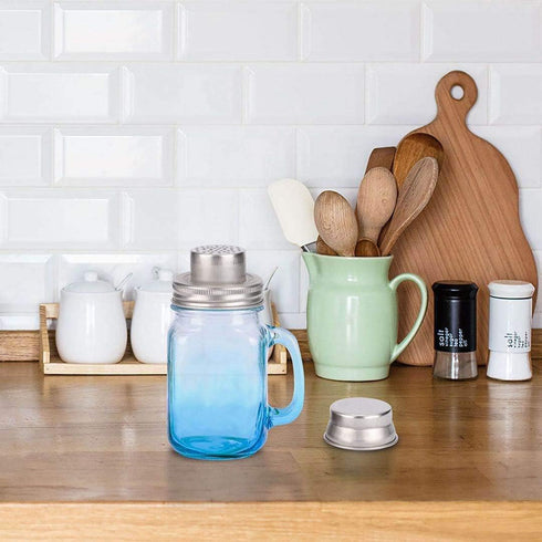 Mason Jar Shaker Lids, 2-Pack, Stainless Steel, Silver, Compact, Screw Top, Dishwasher Safe...