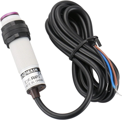 Baomain Photoelectric Sensor E3F-R4P2 Retroreflective Optical Sensor Switch DC 10-30V PNP NC Sensing Distance 4m with Reflector Panel...