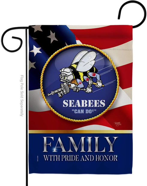 Breeze Decor US Family Honor Garden Flag Armed Forces Navy USN Seabee United State American Military Veteran Retire Official House Banner Small Ya...