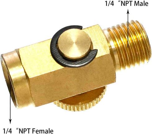 Quickun Pneumatic Brass In-Line Air Flow Regulator Valve, 1/4" NPT Male & Female, Air Pressure Compressor Tool...