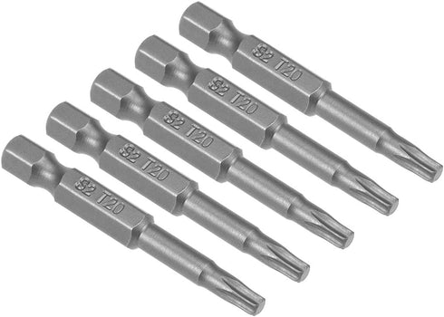 uxcell 5 Pcs T20 Magnetic Torx Screwdriver Bits, 1/4 Inch Hex Shank 2-inch Length S2 Power Tool...