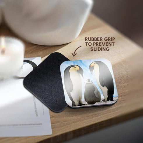 3dRose LLC cst_4180_2 Emperor Penguin Family Soft Coasters, Set of 8...