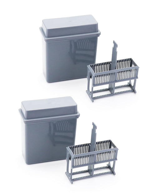 QWORK Microscope Slides Staining Jar and Rack, 2 Pcs 24-Slots, Grey...