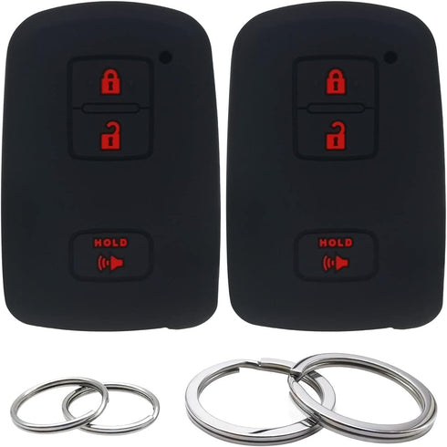 GFDesign 2 Pcs Silicone 3 Buttons Key Fob Cover Remote Case Keyless Protector Compatible with Toyota 4Runner RAV4 Tacoma Highlander Land Cruiser P...