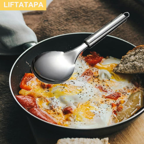5Pcs Cooking Utensils Set, Stainless Steel Kitchen Utensils, Heat Resistant Wok Utensils Set Include Slotted Spoon, Slotted Spatula, Large Spoon, ...