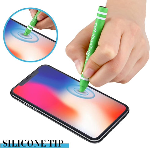 12 Pcs Kids Stylus Pen, Fun Crayon Stylus for Touchscreen Tablets, Kids Edition Tablet Crayon Stylus for Children, Compatible with Smartphones Pho...