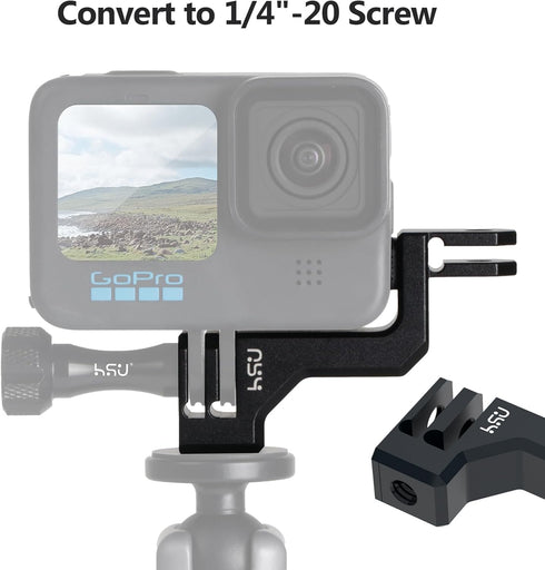 HSU 90 Degree Aluminum Vertical Bracket Adapter Elbow Mount for GoPro Hero 12/11/ 10/9 Black...
