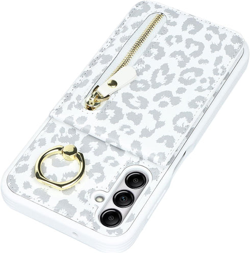 Samsung Galaxy A14 5G Case with Card Holder for Women, Samsung Galaxy A14 5G Phone Case Wallet with Credit Card with Ring Kickstand Zipper Shockpr...