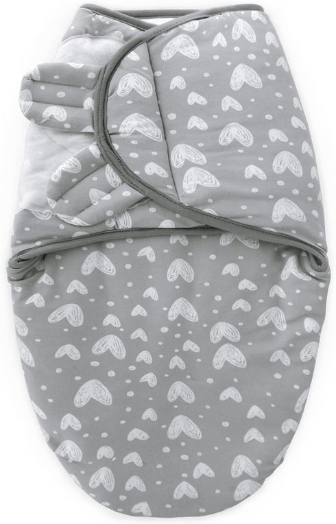 Biloban Baby Swaddles 0-3 Months for Boy Girls, Warm Quilted Baby Swaddle, Newborn Swaddle, Adjustable Swaddle Blanket, Lovely Grey Hearts, 1 Pack...