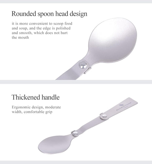 iBasingo Titanium Folding Spoon Camping Cutlery Coffee Tea Soup Dessert Food Serving Spoon Lightweight Portable Dinnerware Travel Backpacking Picn...