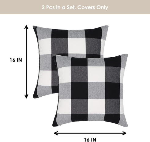 Buffalo Check Plaid Pillow Covers Farmhouse 16 x 16 Throw Pillow Covers Decorative Outdoor Throw Pillows for Couch Sofa Bed Christmas Home Decor P...