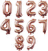 10 pcs 16inch Number Rose Gold Mylar Balloons, 0~9 Rose Gold Foil Balloons for Birthday Wedding Party Decorations Number Balloons...
