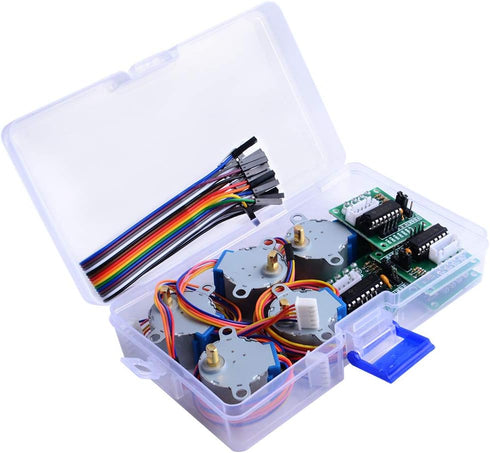 GeeekPi 5 Pack Geared Stepper Motor 28BYJ-48 5V Stepper Motor + Uln2003 Motor Driver Board + Dupont Wire Jumper Wires Ribbon Cables Compatible wit...