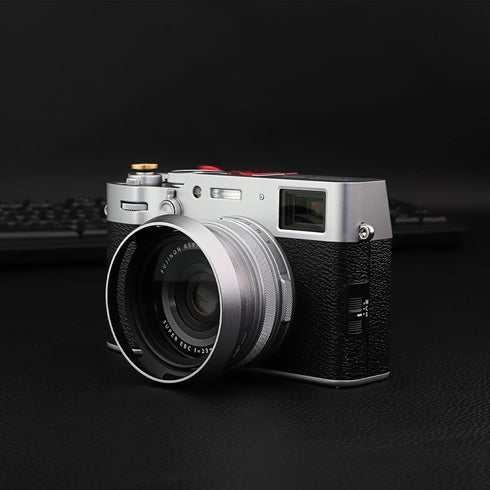 Haoge LH-X53W 3in1 Lens Hood with Adapter Ring with Cap Set for Fujifilm x100vi Fuji FinePix X70 X100 X100S X100T X100F X100V Camera Silver replac...