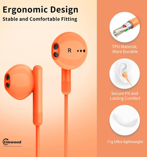 Wired Earbuds with Microphone, Wired Earphones in-Ear Headphones HiFi Stereo, Powerful Bass and Crystal Clear Audio, Compatible with iPhone, Andro...